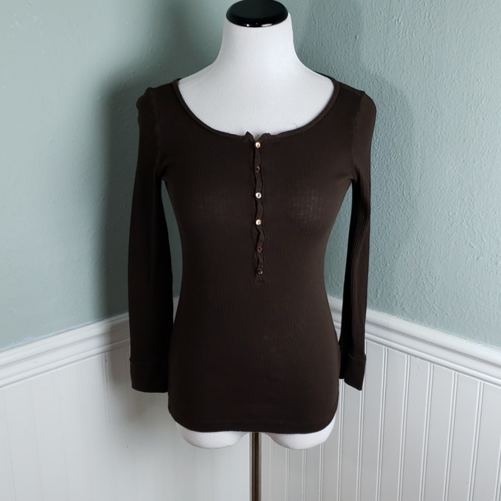 J. Crew Fitted Ribbed Scoop Neck Henley